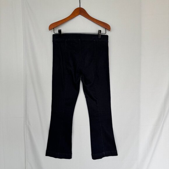 Helmut Lang Made in USA Pull On Stretch Black Denim Flare Leg Crop Pants Size 30 - Picture 3 of 13